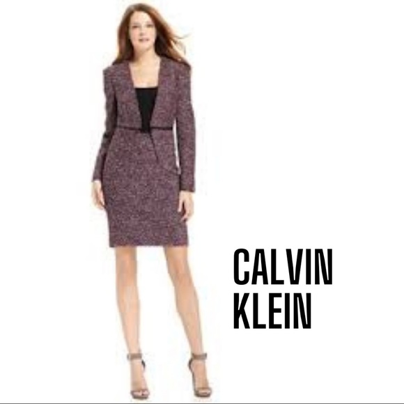 Calvin Klein NWT Purple/Magenta/Black/Cream Zinnia Lined Pencil Skirt, 12 - Picture 2 of 5